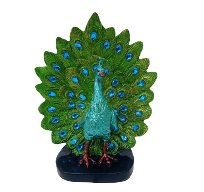 Handcrafted Peacock Statue with Vibrant Enameling for Home Decor