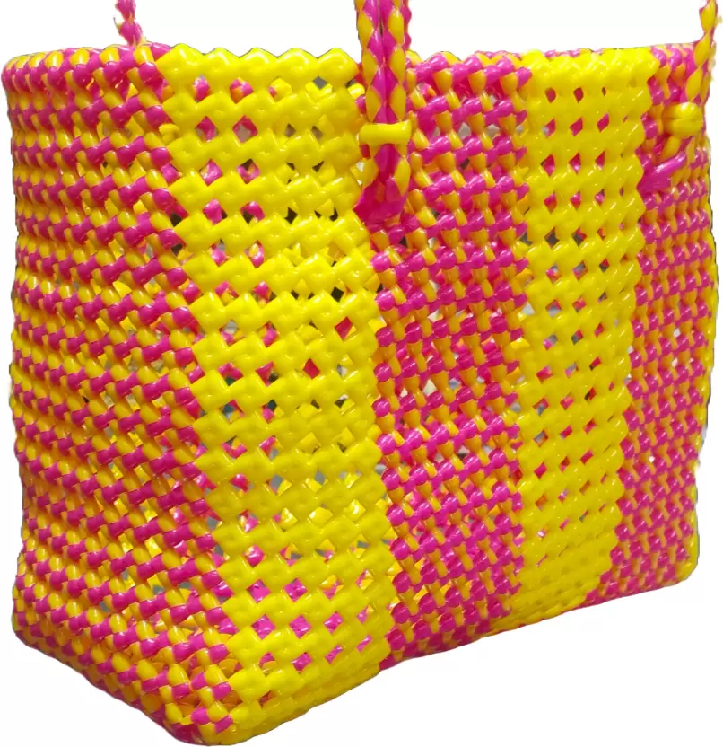 handmade colorful plastic tote bag