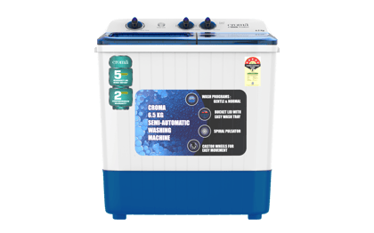 Croma 6.5 kg 5 Star Semi Automatic Washing Machine with Spiral Pulsator (Blue)