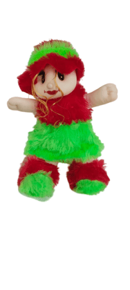  Cute and cuddly plush doll with red and green fur, perfect for children or adults