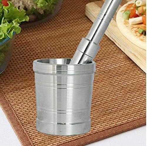 TOTAL SOLUTION  Aluminium Khal Batta/Mortar & Pastel/Imam Okhli/Musal/Kitchen Masher/Aluminium Masher/Khallad/Mam Dasta/Spice Mixer Heavy for Use in Home and Kitchen