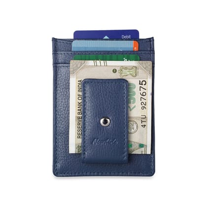 Newhide Blue Magentic-Clip Slim Wallet 01