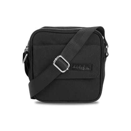 Crossbody Black Unisex Double Zip Slingbag