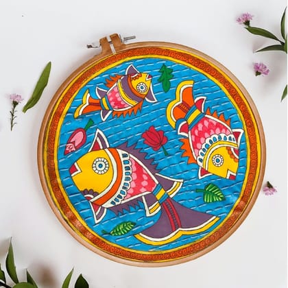 DIY Wall Art Fabric Painting kit Madhubani Fish