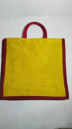 **Jute Bag with Yellow with Red Trim