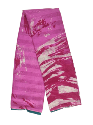 Hand-Dyed Pink and White Batik Fabric