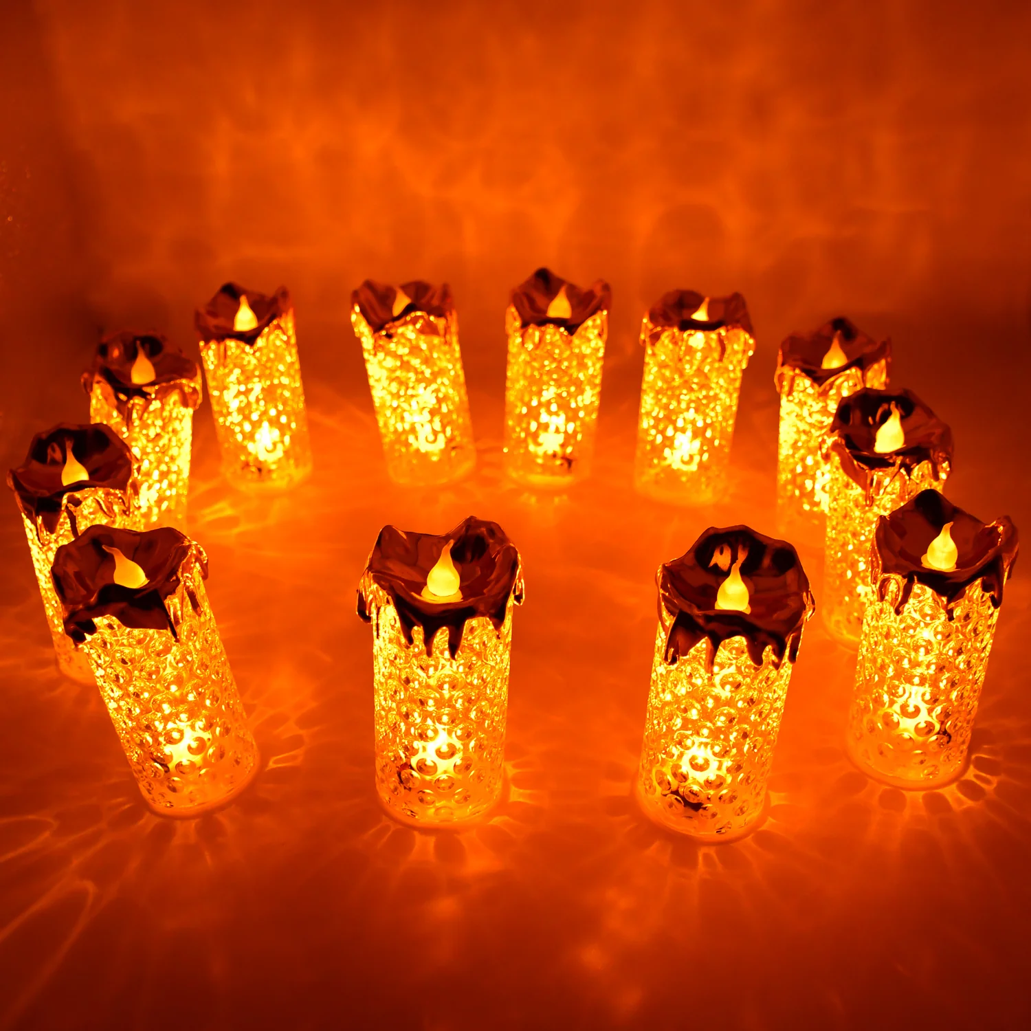 6 Pcs Gold Flameless Candles LED Light Flameless and Smokeless Decorative, Candles Led Tea Light Candle Perfect for Gifting, Home, Diwali,Wedding, Christmas, Crystal Candle Lights, Table Decorations (6 Pcs)