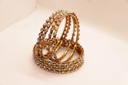  Gold Plated Kundan Bangles Set of 4 for Women