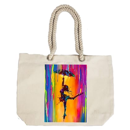 Eco-Friendly Recycled Cotton Canvas Tote Bag - Dance In The Rain Design-111 - EL8220357