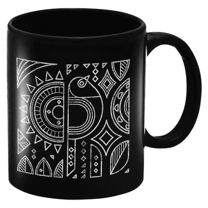 Designer Ceramic Mug-Tribal Art Birds Design-By EqualLife -EL7222134 - Black