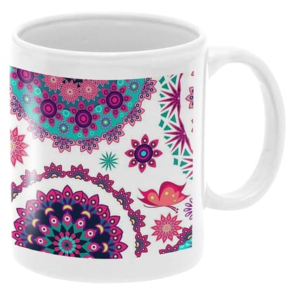 Designer Ceramic Mug-Mandala Collage Design-By EqualLife -EL7222123 - White