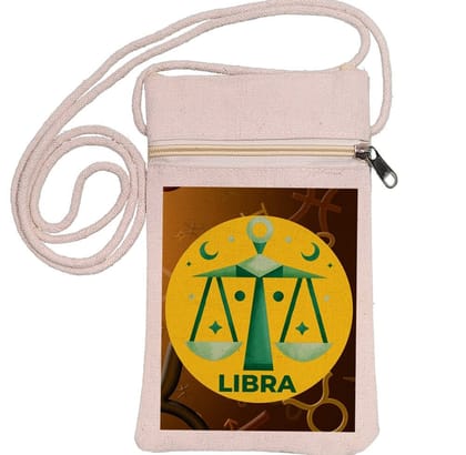 Eco-Friendly Recycled Cotton Canvas Mobile Phone Sling  Bag - Design-Zodiac Sign-Libra - EL8220250