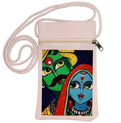 Eco-Friendly Recycled Cotton Canvas Mobile Phone Sling  Bag - Design-14 - EL8220194