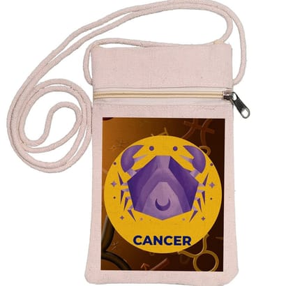 Eco-Friendly Recycled Cotton Canvas Mobile Phone Sling  Bag - Design-Zodiac Sign-Cancer - EL8220246