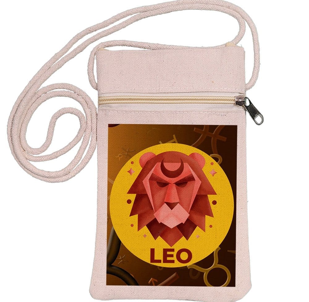 Eco-Friendly Recycled Cotton Canvas Mobile Phone Sling  Bag - Design-Zodiac Sign-Leo - EL8220249