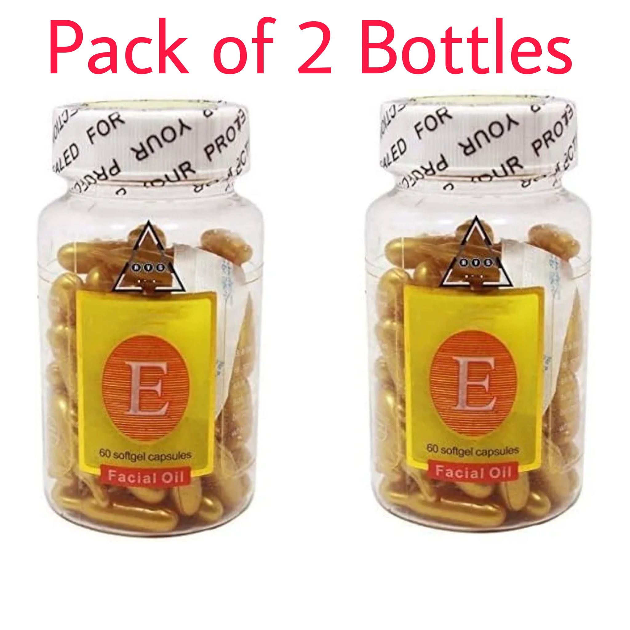  Pack of 2 Bottles of Vitamin E Facial Oil, 60 Softgel Capsules