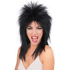 Wanna Party Rockergirl Black Wig