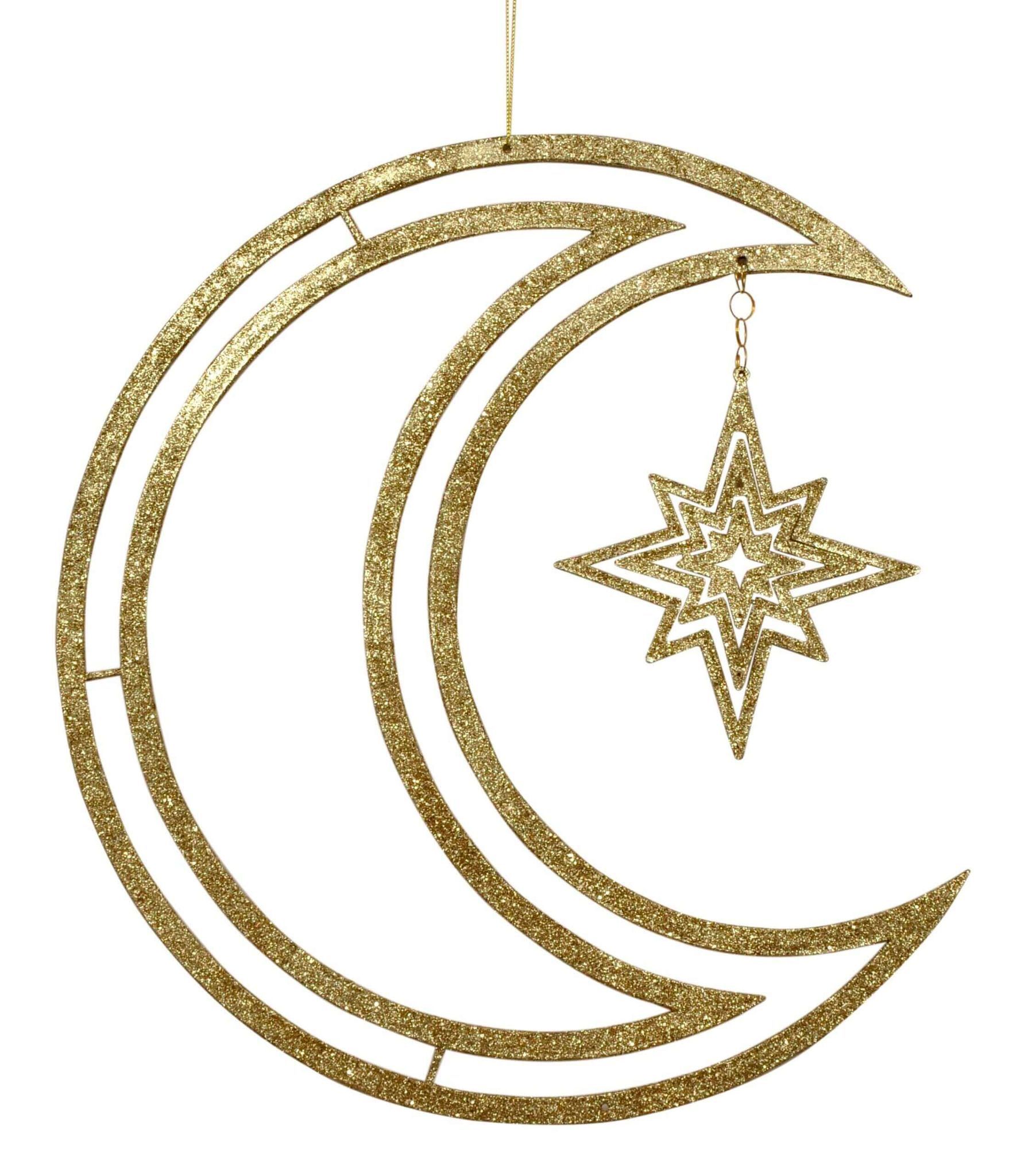 Wanna Party 3D Moon & Star Hanging Golden- 1PC