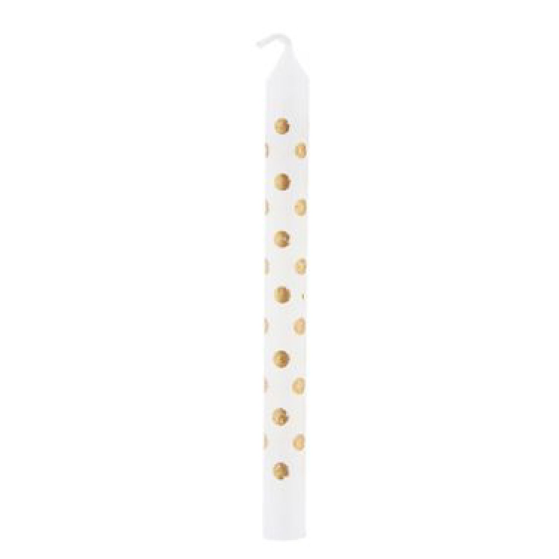 Wanna Party White Candle w/ Golden Polka Dots - 12PC