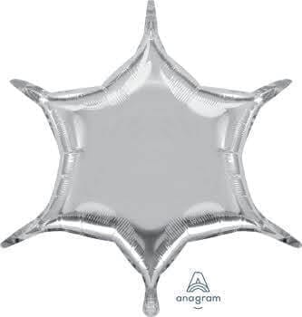 Wanna Party Silver 6-Point Star Balloon 18"