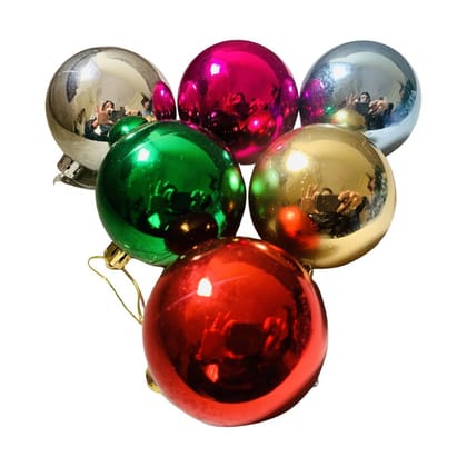 Wanna Party Christmas Colorful Metallic Balls Tree Ornaments - 6PC