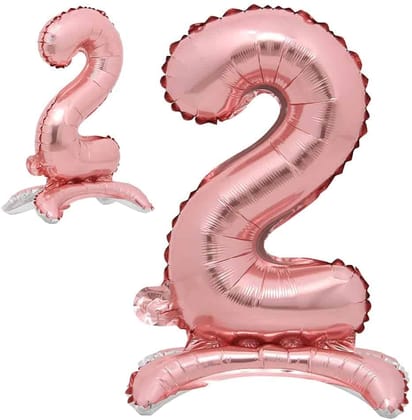 Wanna Party Rose Gold Numerical 2 Balloon w/Stand