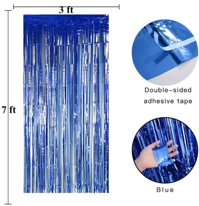 Wanna Party Blue Foil Curtain 6FT X 3 FT