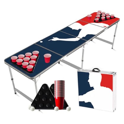 Wanna Party Beer Pong Table Red & Blue Design