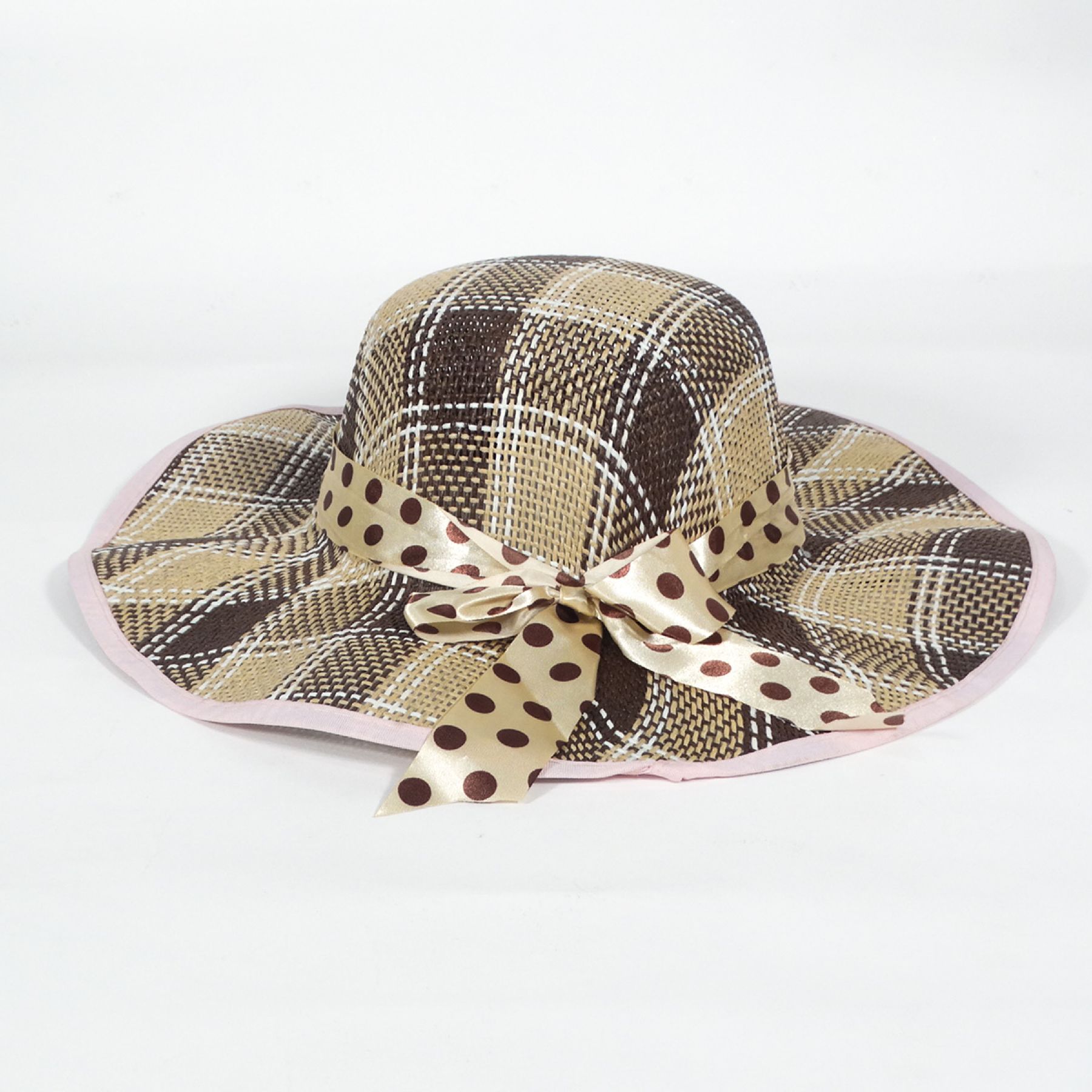 Wanna Party Summer Cane Beach Hats Square Patternswith Polka D