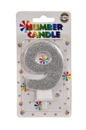 Wanna Party Glitter 9th Birthday Candle