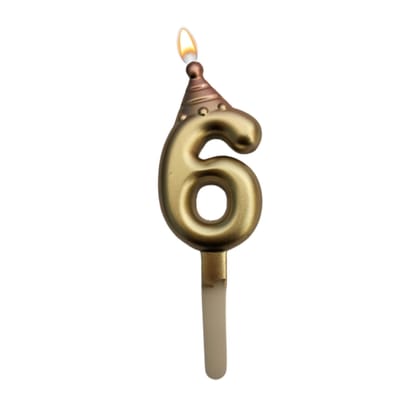 Wanna Party Golden Numerical Candle 6 with Pink Hat