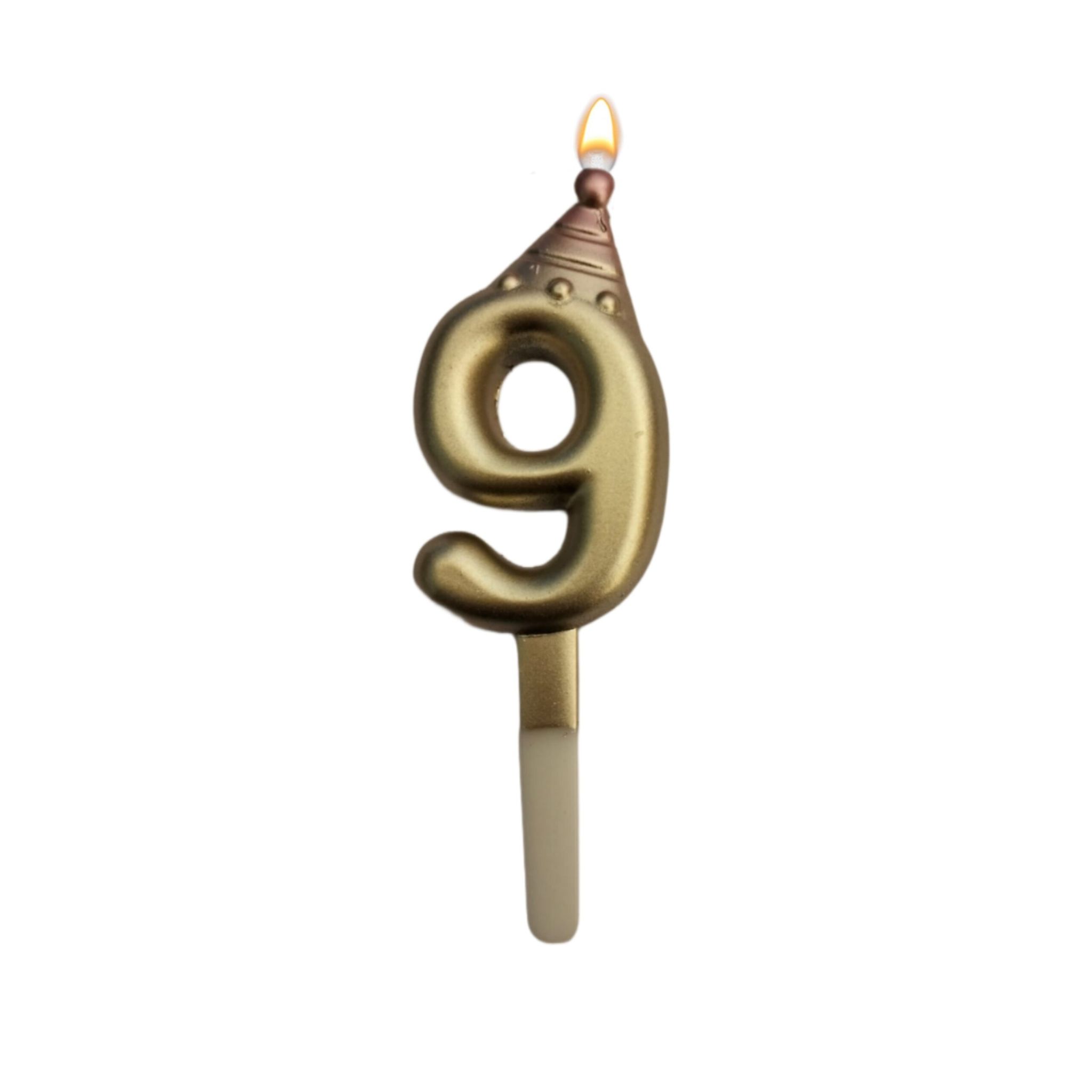 Wanna Party Golden Numerical Candle 9 with Pink Hat