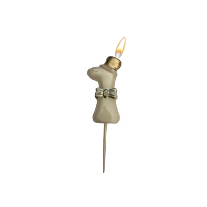 Wanna Party Metallic White Numerical Candle 1 with Golden Hat