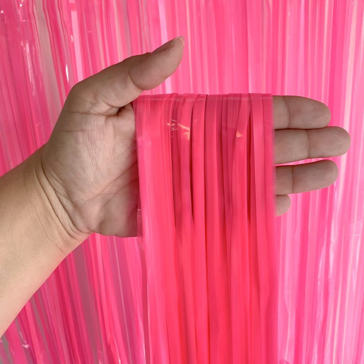 Wanna Party Neon Pink Foil Curtain 7FT X 3 FT