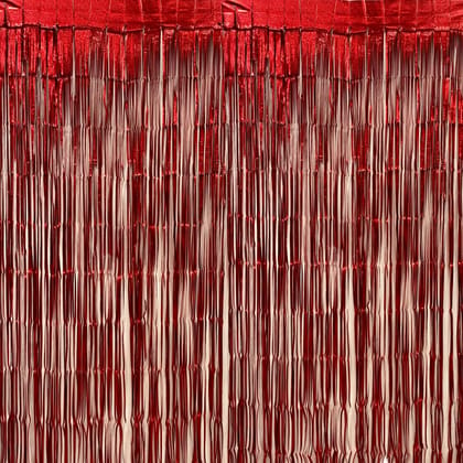 Wanna Party Textured Foil Red Curtain - 7FT X 3FT