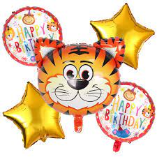 Wanna Party HaPPy Birthday Jungle Animal Tiger Balloon Set Of