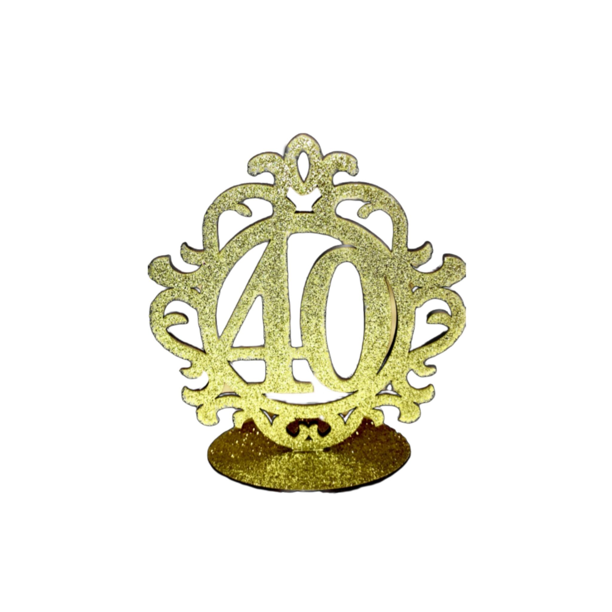 Wanna Party Wooden 40th CenterPiece Gold