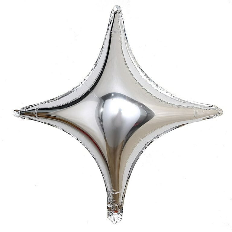 Wanna Party 4 Edged Star Balloon Silver -1PC