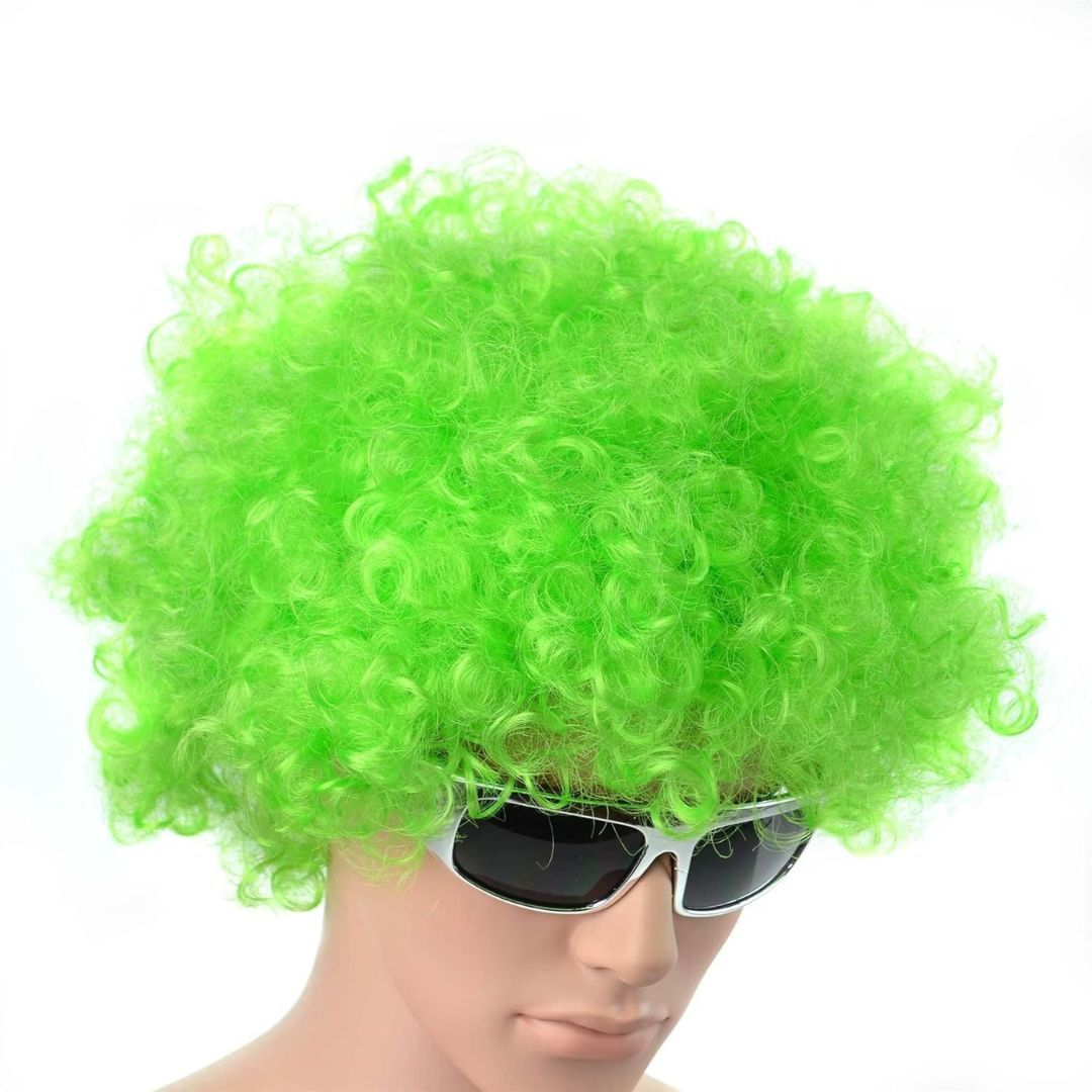 Wanna Party Solid Color Afro Wigs Green