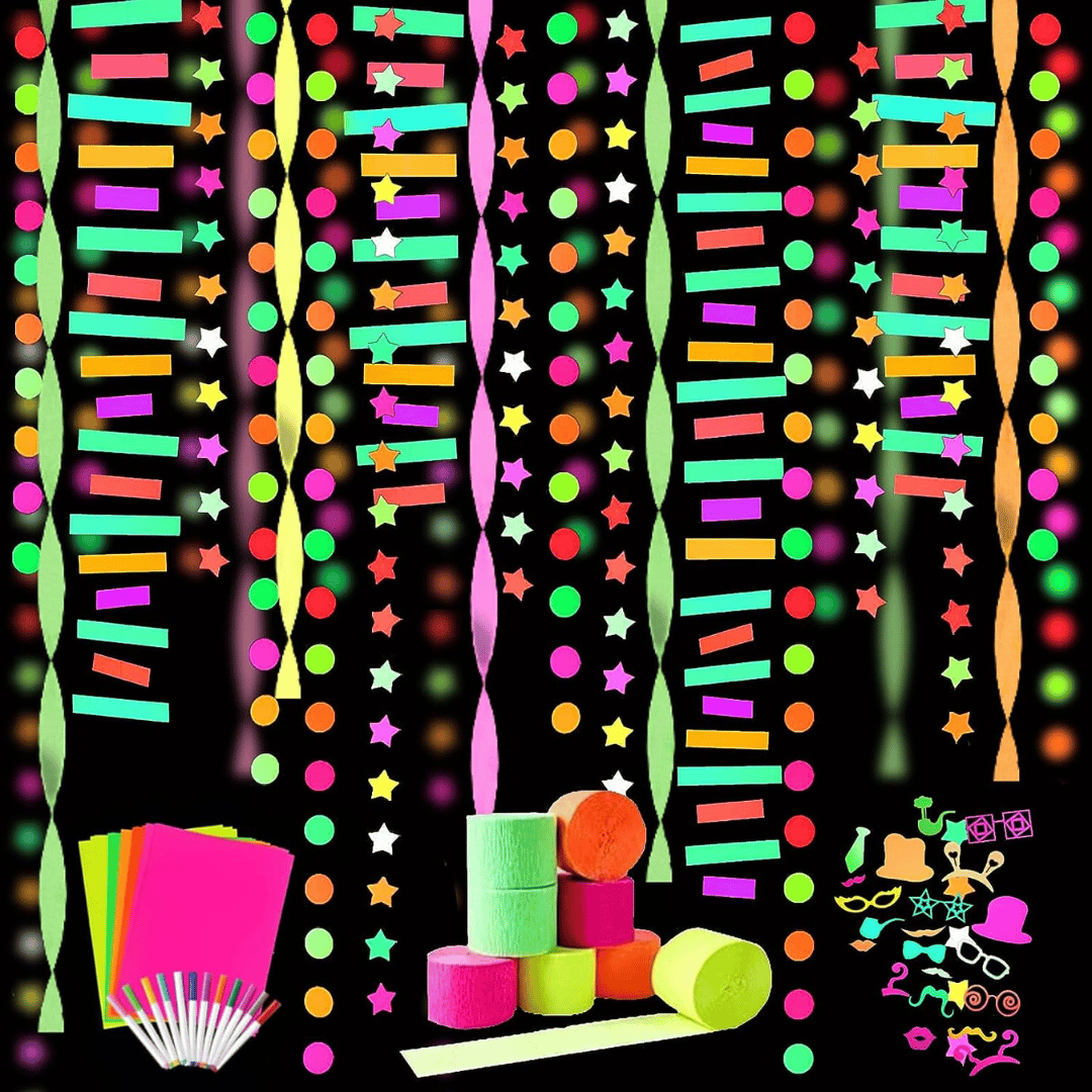 Wanna Party UV Glow StriPe Garland - Glow in The Dark - Over 5