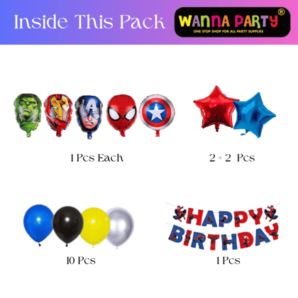 Wanna Party SuPerheroes Balloon Set with Banner