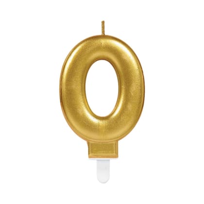 Wanna Party Golden Numerical Candle No. 0 - 3"