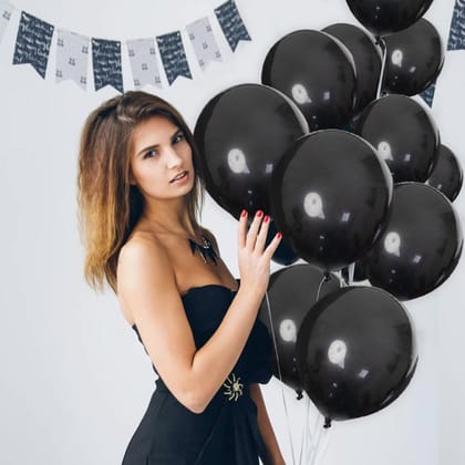 Wanna Party Metallic Black Latex Balloons