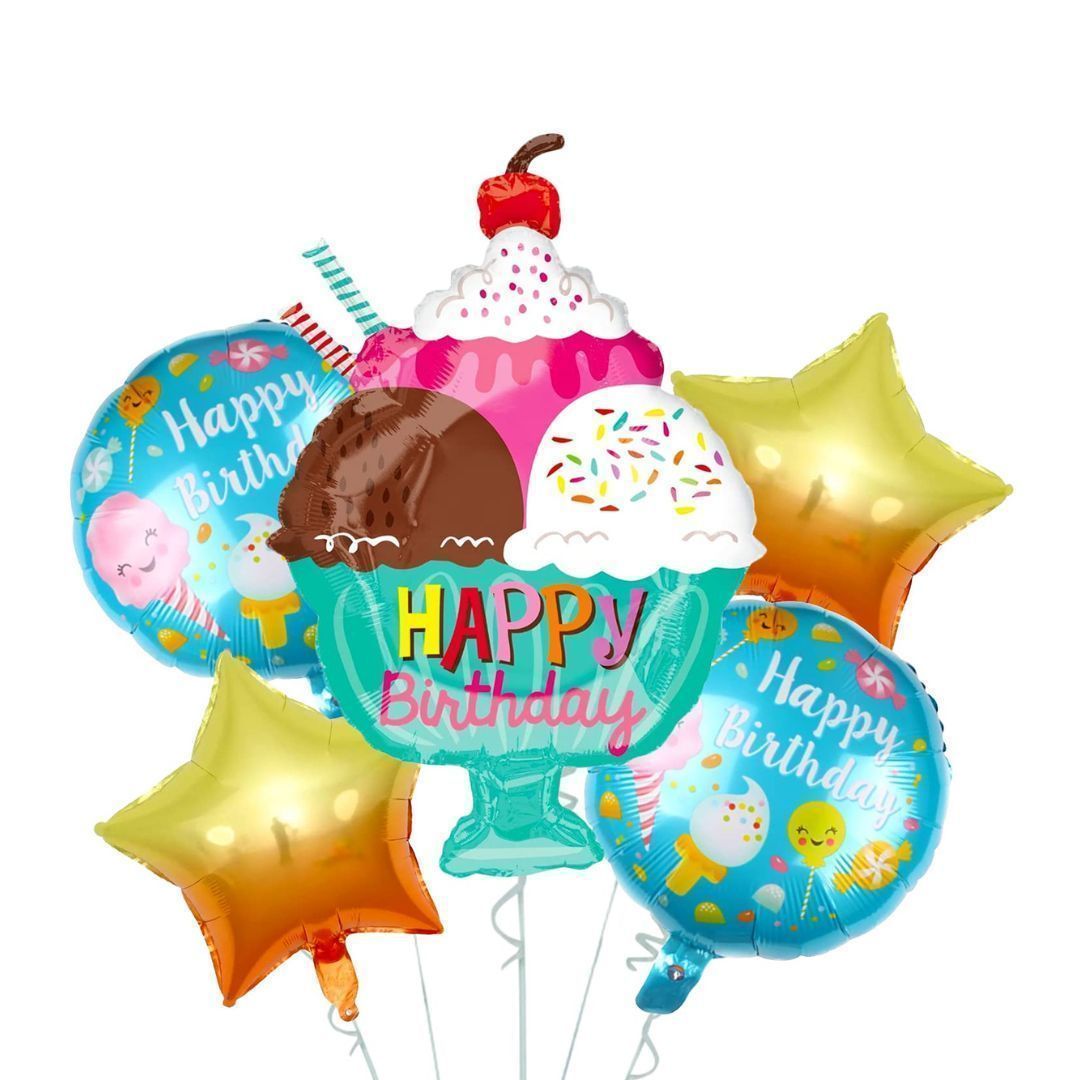 Wanna Party CuP Cake HBD Foil Balloon Set Of 5