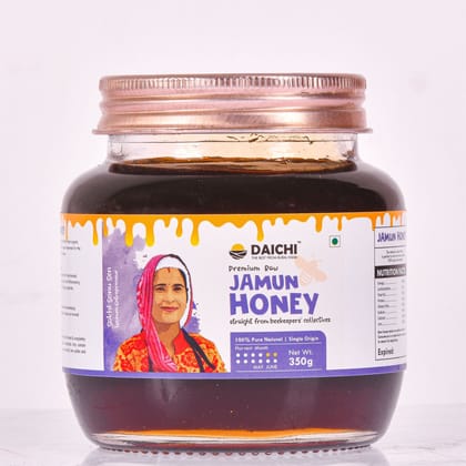 Daichi Jamun Honey - 100% Raw & Unprocessed, Straight from beekeepers, Cruelty-free, No Sugar or Additives 350gm(Pack of 1)