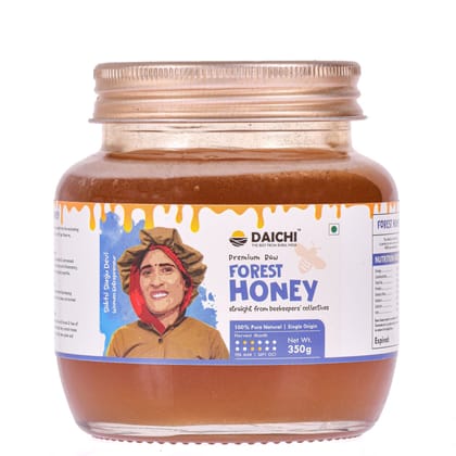 Daichi Forest Honey - 100% Raw & Unprocessed, Straight from beekeepers, Cruelty-free, No Sugar or Additives 350gm (Pack of 1)