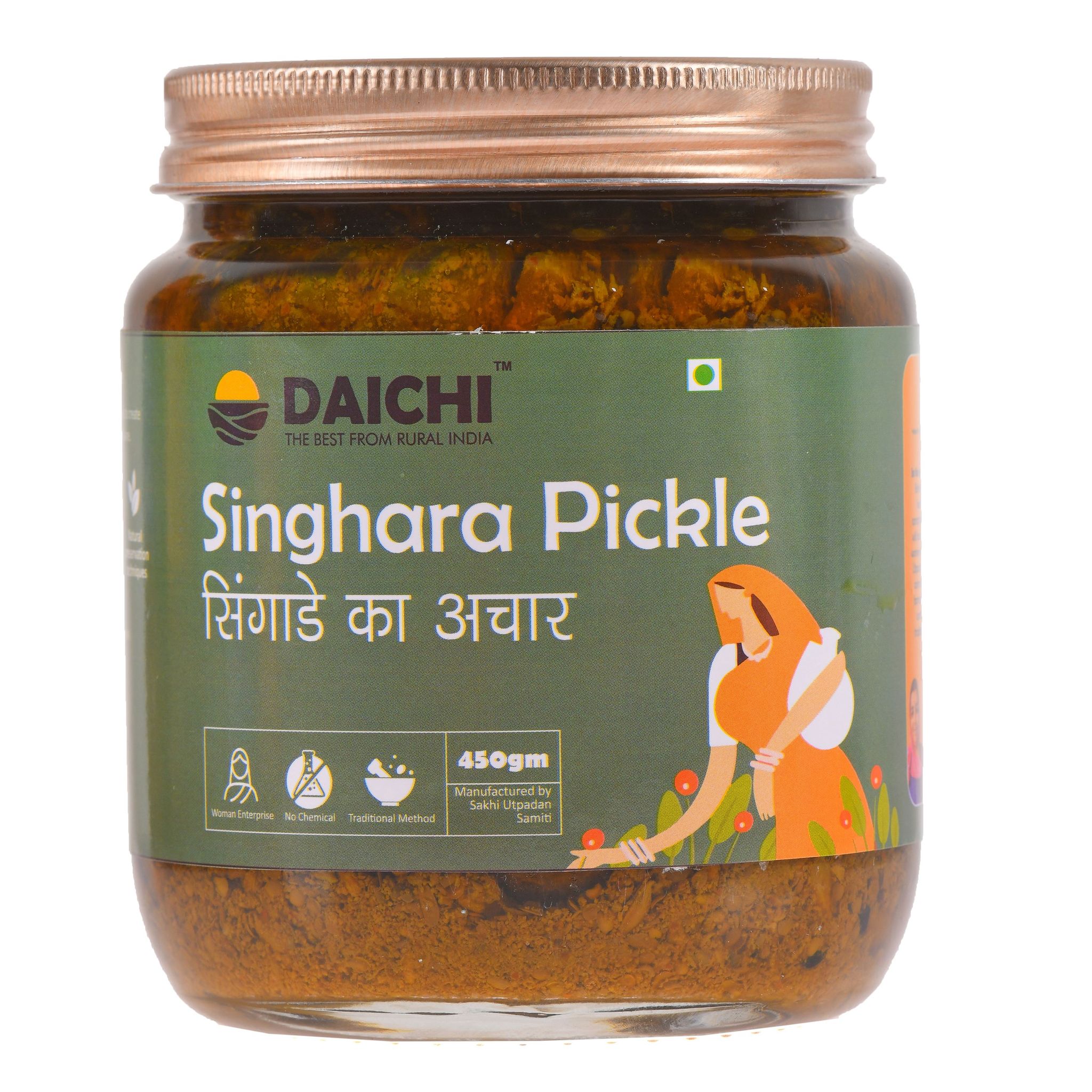 Daichi - Singhara Pickle | Crafted with love by women artisans | Sun cured | Cold-pressed mustard oil | In-house spices | No Preservatives 500gm (Pack of 1)