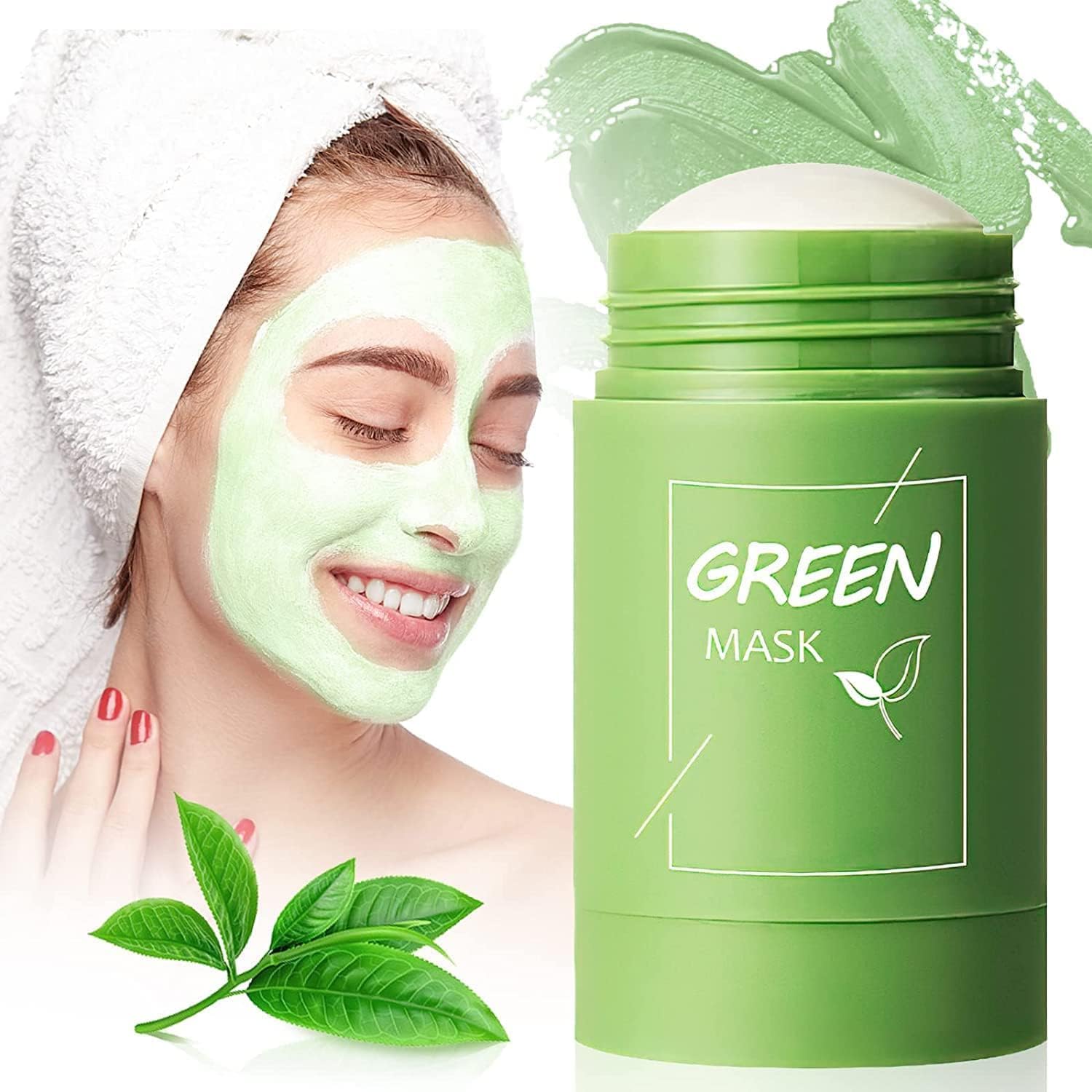  Green Tea Stick Mask - Natural Deep Cleansing Oil Control Acne Treatment Blackhead Remover Face Mask - Solid Mask Stick for Women and Men