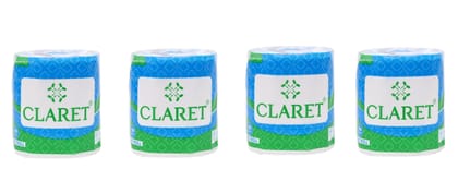 Claret Soft & Absorbent 2-Ply Toilet Tissue Rolls - 150 Pulls/Roll, Pack of 4, Perfect for Everyday Use, Gentle on Skin and Highly Durable