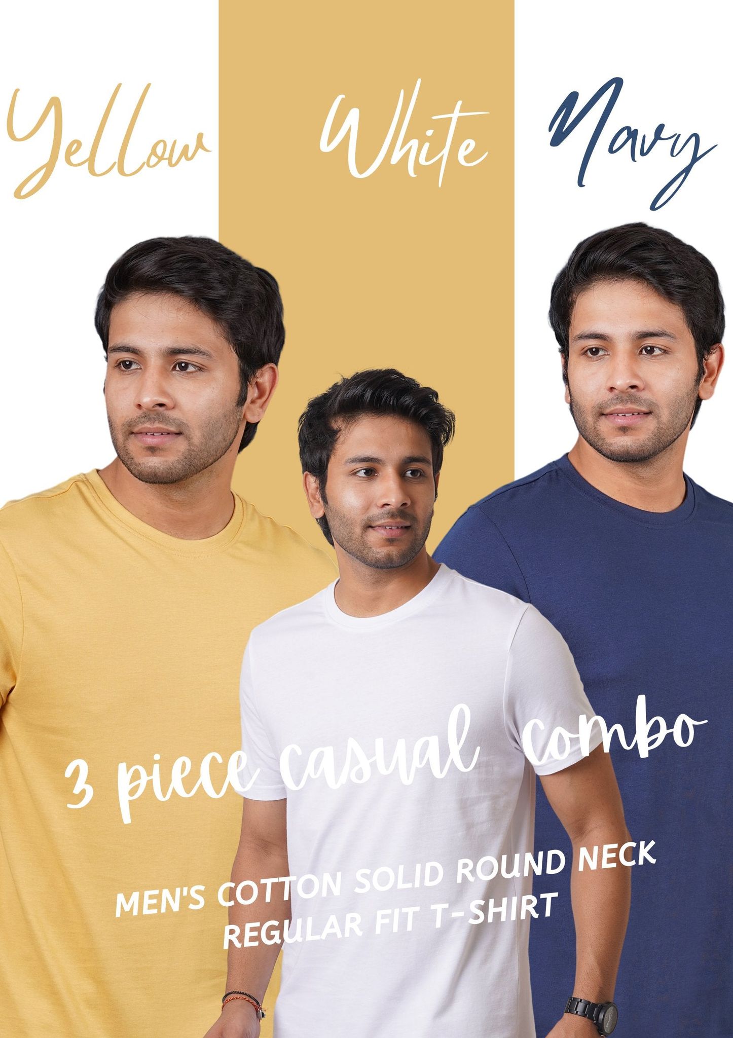 Men's 3 Piece Pack Single Jersey Round Neck T-shirt